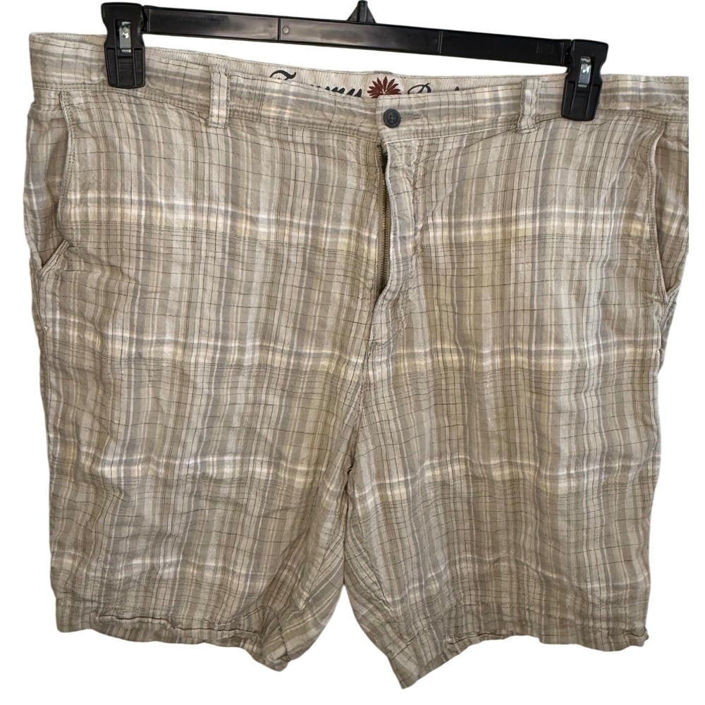 Tommy Bahama Plaid‎ Linen Silk Blend Shorts Men's Size 42 Beach Vacation Golf